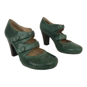 Miz Mooz Green Leather Mary Jane Heels